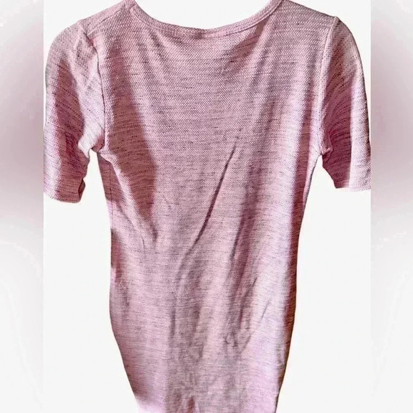 Lularoe small pink waffle texture Julia T-shirt‎ dress with black micro stripes. - Picture 2 of 7